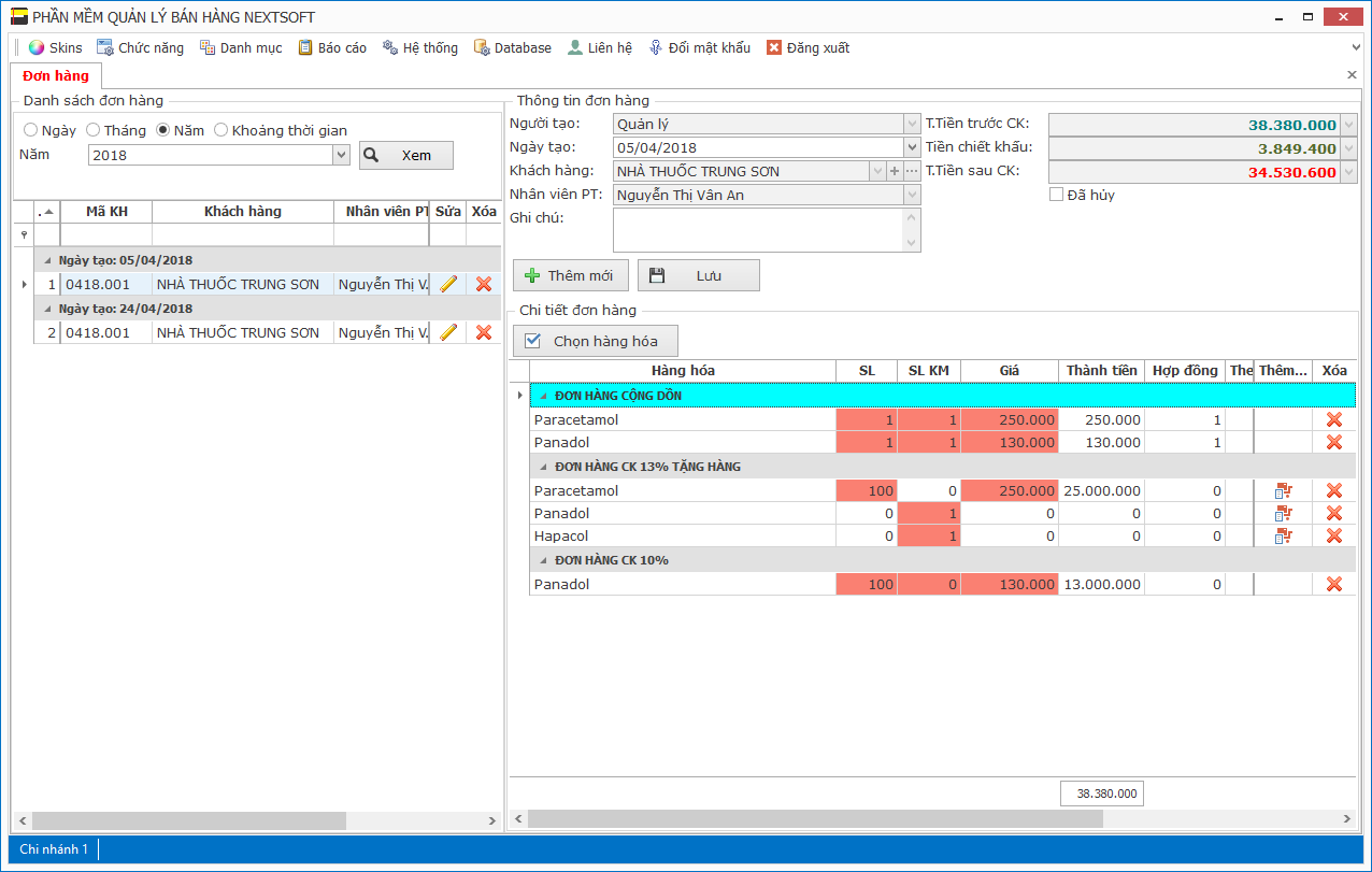 Phần mềm kế toán bán hàng Nextsoft - chỉnh sửa theo nghiệp vụ khách hàng.